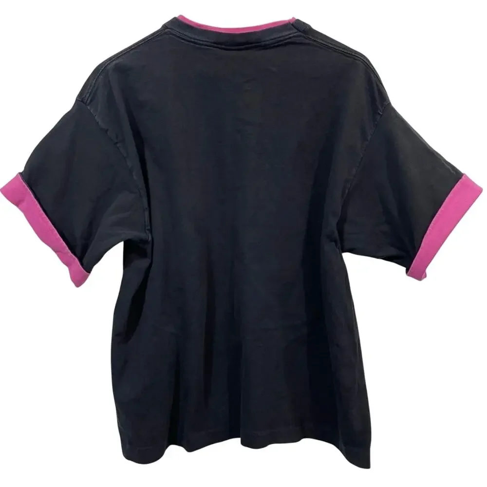 Disney Mickey Mouse 90’s Vintage Neon Pink Black Tee Shirt One Size Fit All - Picture 2 of 7